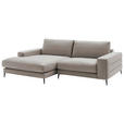 ECKSOFA in Velours Silberfarben  177/253 cm  - Silberfarben/Schwarz, Design, Textil/Metall (177/253cm) - Dieter Knoll