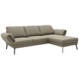 ECKSOFA  in Flachgewebe Sandfarben  255-365/175-224 cm  - Sandfarben/Schwarz, Design, Textil/Metall (255-365/175-224cm) - Dieter Knoll