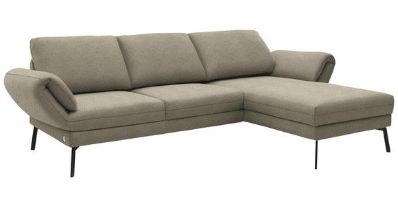 ECKSOFA  in Flachgewebe Sandfarben  255-365/175-224 cm  - Sandfarben/Schwarz, Design, Textil/Metall (255-365/175-224cm) - Dieter Knoll