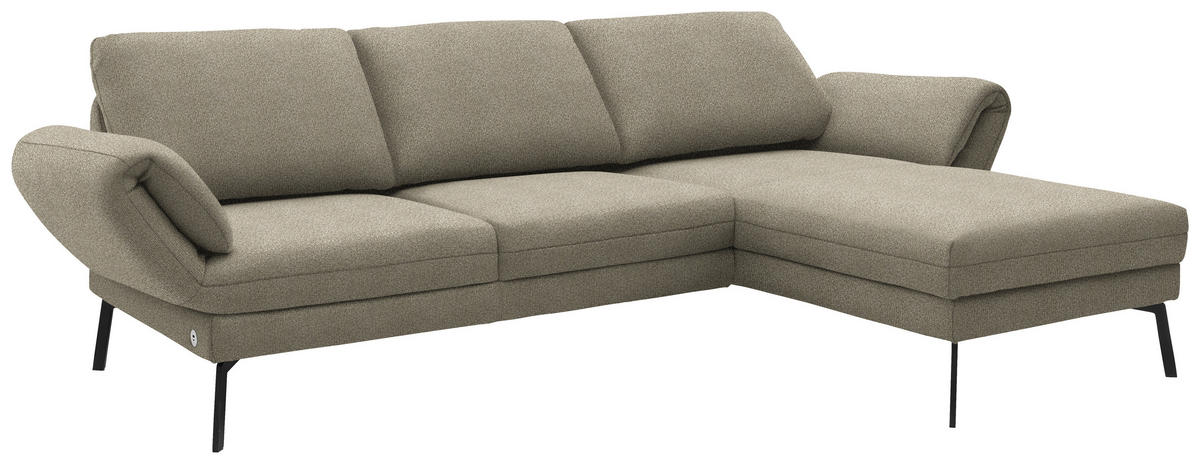 ECKSOFA  in Flachgewebe Sandfarben  255-365/175-224 cm  - Sandfarben/Schwarz, Design, Textil/Metall (255-365/175-224cm) - Dieter Knoll