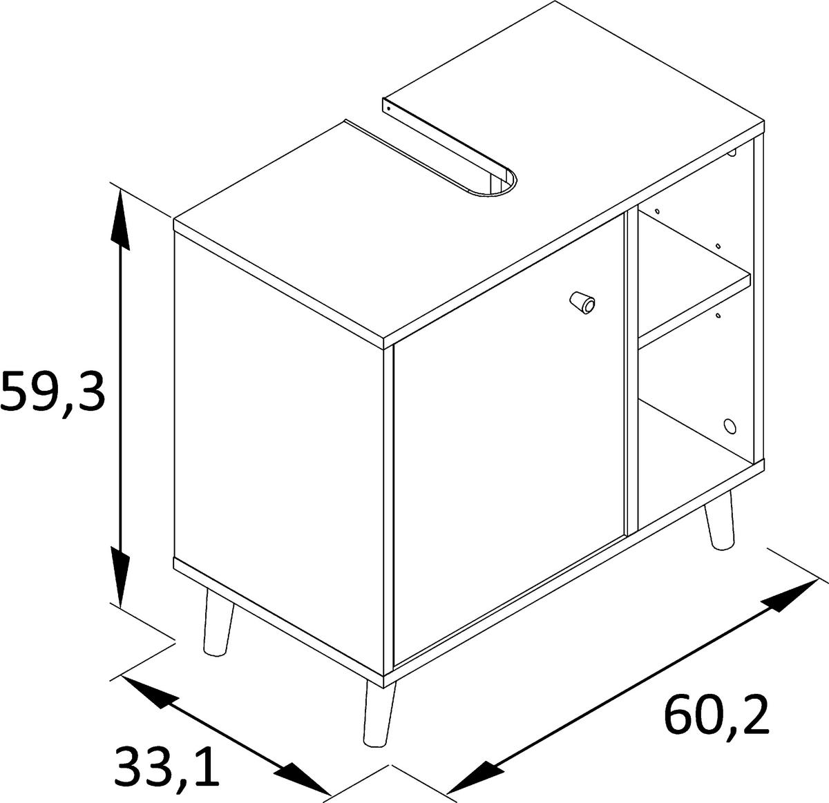 WASCHBECKENUNTERSCHRANK 60,2/59,3/33,1 cm  - Eichefarben/Weiß, MODERN, Holz/Holzwerkstoff (60,2/59,3/33,1cm) - Stylife