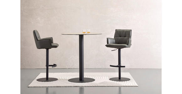 BARHOCKER in Metall, Leder Anthrazit, Schwarz  - Anthrazit/Schwarz, Design, Leder/Metall (56/89,5-115/56cm) - Novel