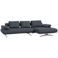 ECKSOFA  in Chenille Dunkelblau Rückenkissen, Armlehnenkissen  334/168 cm  - Schwarz/Dunkelblau, Design, Textil/Metall (334/168cm) - Dieter Knoll