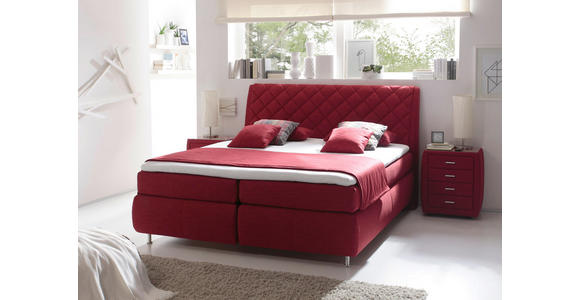BOXSPRINGBETT 180/200 cm in Rot - Rot/Alufarben, KONVENTIONELL, Textil/Metall (180/200cm) - Dieter Knoll