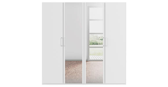 DREHTÜRENSCHRANK 201/197/60 cm 4-türig Weiß - Weiß, Design, Glas/Holzwerkstoff (201/197/60cm) - Novel