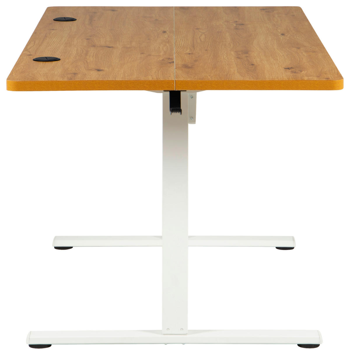 SCHREIBTISCH 160/80/72/118 cm Weiss, Eichefarben höhenverstellbar elektrisch höhenverstellbar  - Weiss/Eichefarben, Modern, Holzwerkstoff/Metall (160/80/72/118cm) - Livetastic