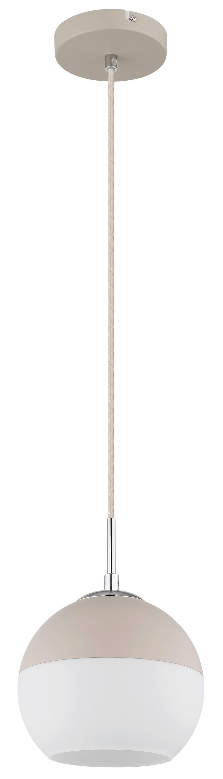 ZÁVĚSNÉ SVÍTIDLO, 20/120 cm  - bílá/opál, Design, kov/textil (20/120cm) - Globo