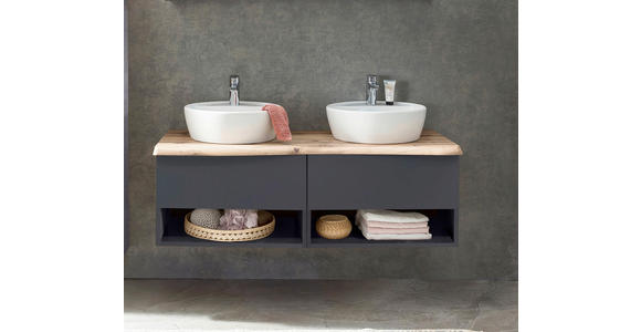 WASCHTISCHKOMBI 121 cm  - Graphitfarben/Weiß, Natur, Keramik/Holzwerkstoff (121cm) - Xora