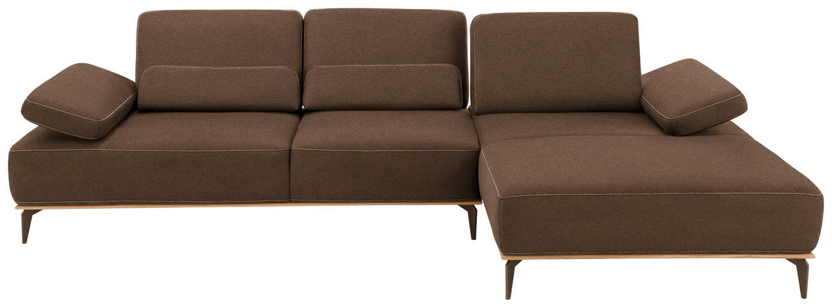 ECKSOFA in Mikrofaser Braun  298/176 cm  - Beige/Bronzefarben, Natur, Textil/Metall (298/176cm) - Valnatura
