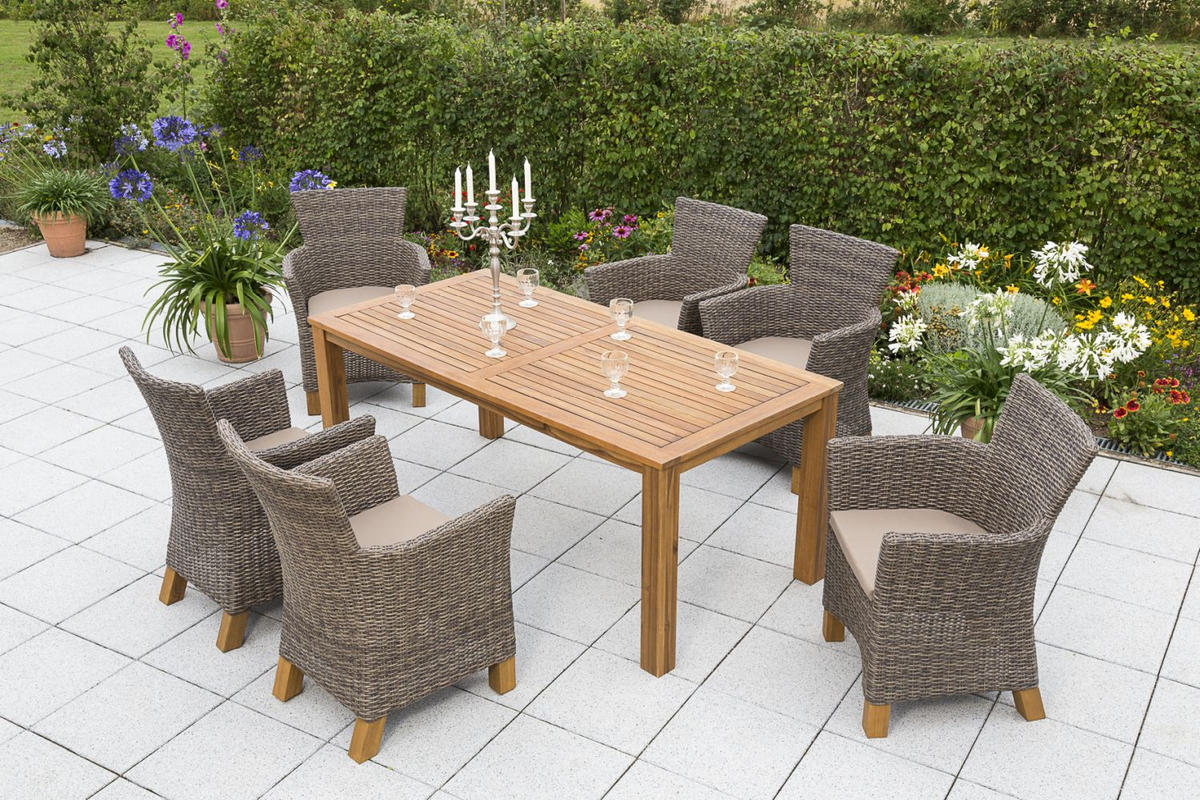GARTENTISCHGRUPPE  - Naturfarben/Braun, ROMANTIK / LANDHAUS, Holz/Kunststoff - Ambia Garden
