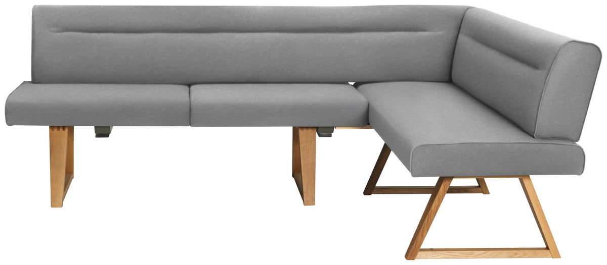 ECKBANK in Holz, Textil Eichefarben, Hellgrau  - Eichefarben/Hellgrau, Konventionell, Holz/Textil (230/170cm) - Moderano