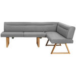 ECKBANK 230/170 cm Mikrofaser, Lederlook (vegan) Eichefarben, Hellgrau Wildeiche massiv   - Eichefarben/Hellgrau, KONVENTIONELL, Holz/Textil (230/170cm) - Moderano