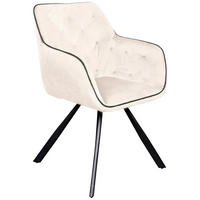 STOLIČKA S PODRÚČKAMI, zamat, krémová - čierna/krémová, Modern, kov/textil (60/85,5/57,5cm) - MID.YOU
