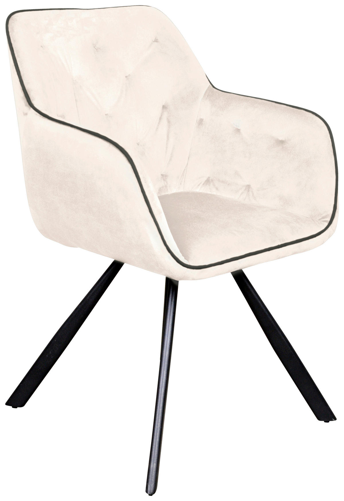 STOLIČKA S PODRÚČKAMI, zamat, krémová - čierna/krémová, Modern, kov/textil (60/85,5/57,5cm) - MID.YOU