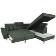ECKSOFA inkl. Funktionen Waldgrün Cord  - Waldgrün/Silberfarben, Design, Textil/Metall (257/226cm) - Xora
