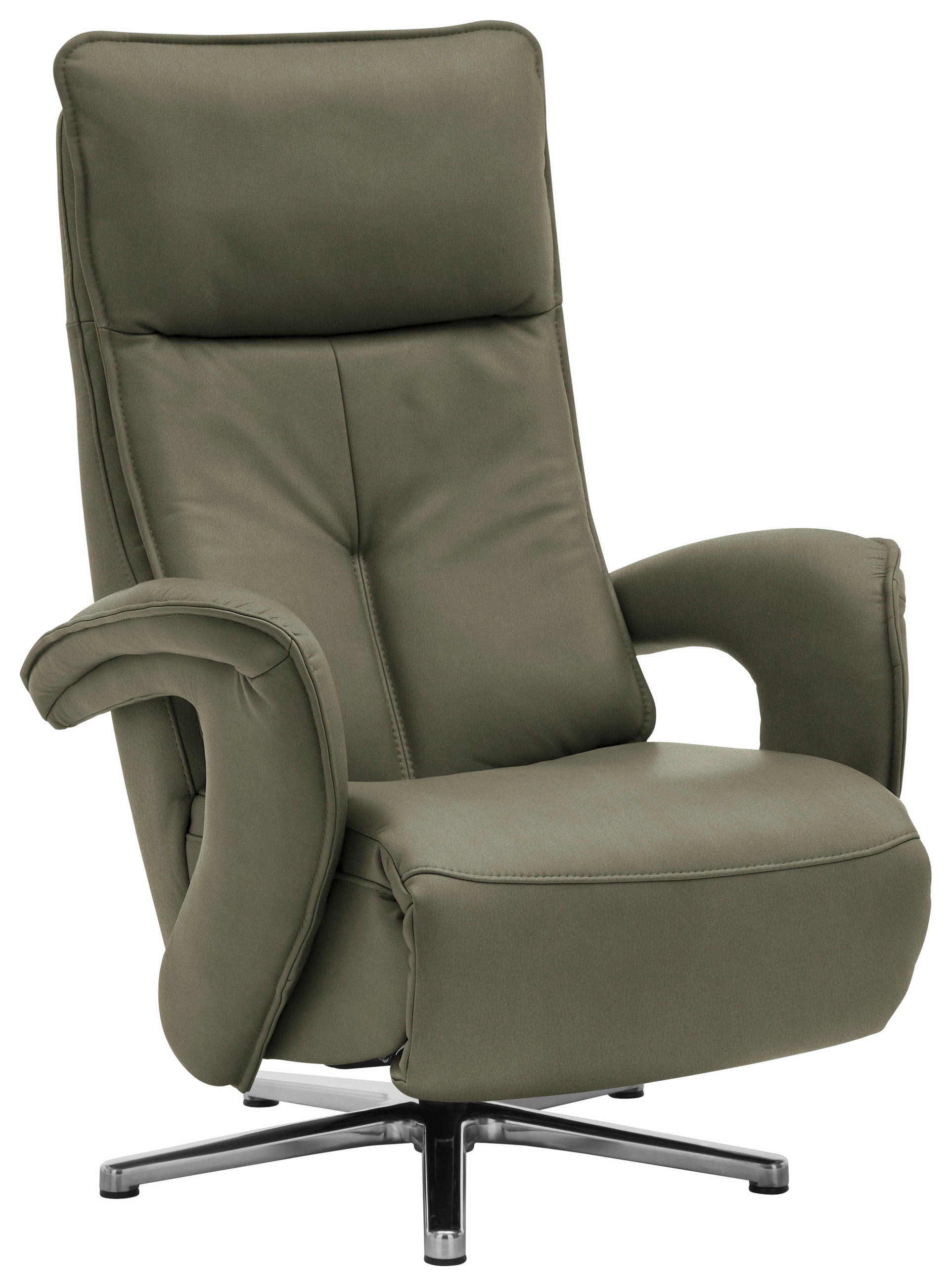 RELAXSESSEL in Leder Grün  - Chromfarben/Grün, Design, Leder/Metall (77/110/87cm) - Valdera