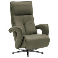 RELAXSESSEL in Leder Grün  - Chromfarben/Grün, Design, Leder/Metall (77/110/87cm) - Valdera