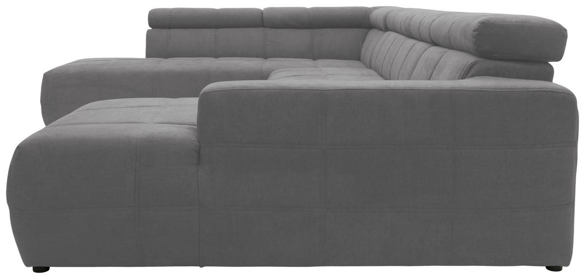 WOHNLANDSCHAFT in Mikrofaser Silberfarben  - Silberfarben/Schwarz, Design, Kunststoff/Textil (228/359/175cm) - MID.YOU