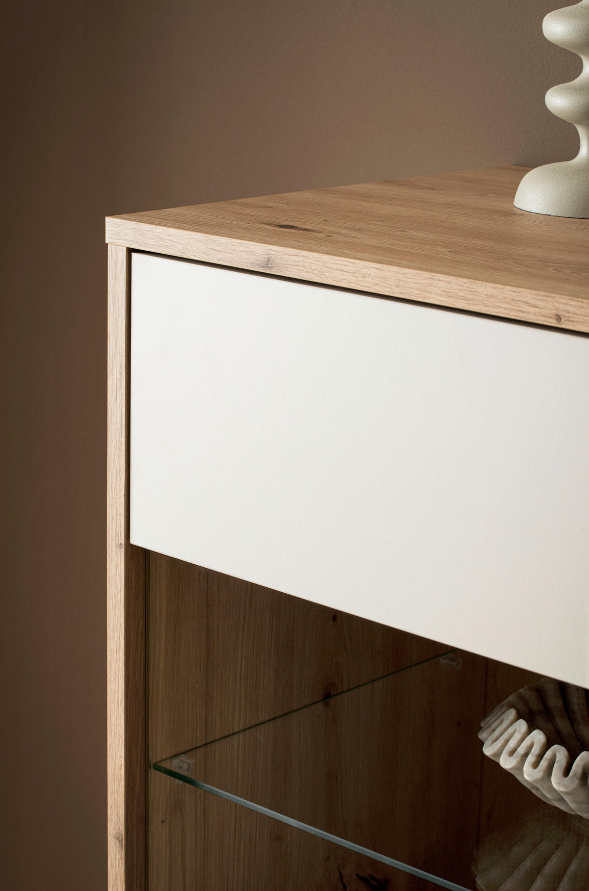 HIGHBOARD , 164/138/40 cm,  - Kaschmir/Eiche Artisan, Design, Glas/Holzwerkstoff (164/138/40cm) - MID.YOU