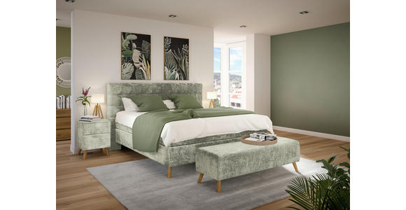 BOXSPRINGBETT 160/200 cm  in Hellgrün  - Eichefarben/Hellgrün, Design, Holz/Textil (160/200cm) - Esposa