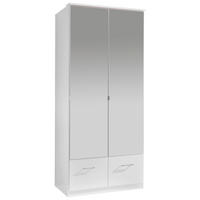 DREHTÜRENSCHRANK in Weiss  - Weiss/Alufarben, Konventionell, Glas/Holzwerkstoff (90/199/58cm) - MID.YOU