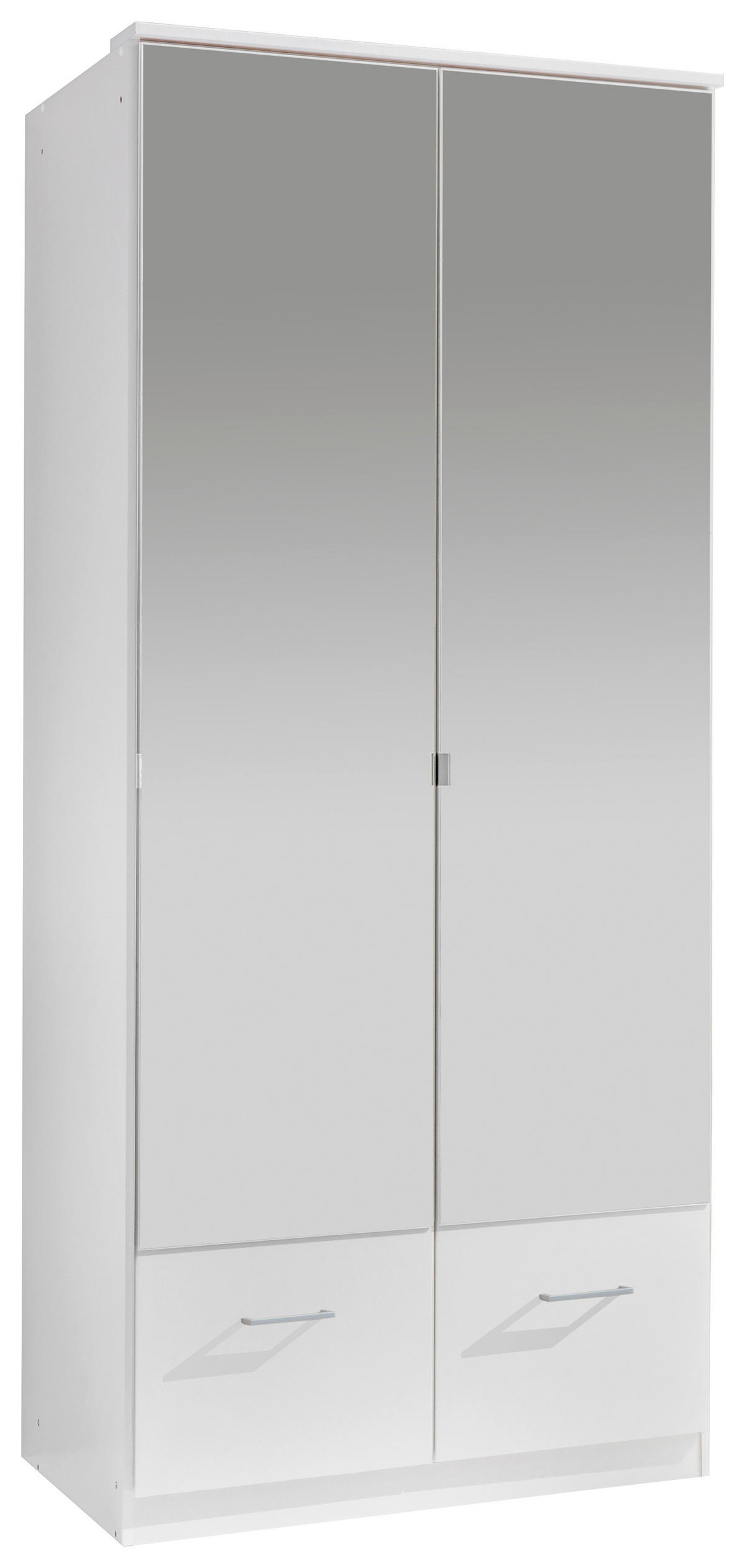 DREHTÜRENSCHRANK in Weiss  - Weiss/Alufarben, Konventionell, Glas/Holzwerkstoff (90/199/58cm) - MID.YOU