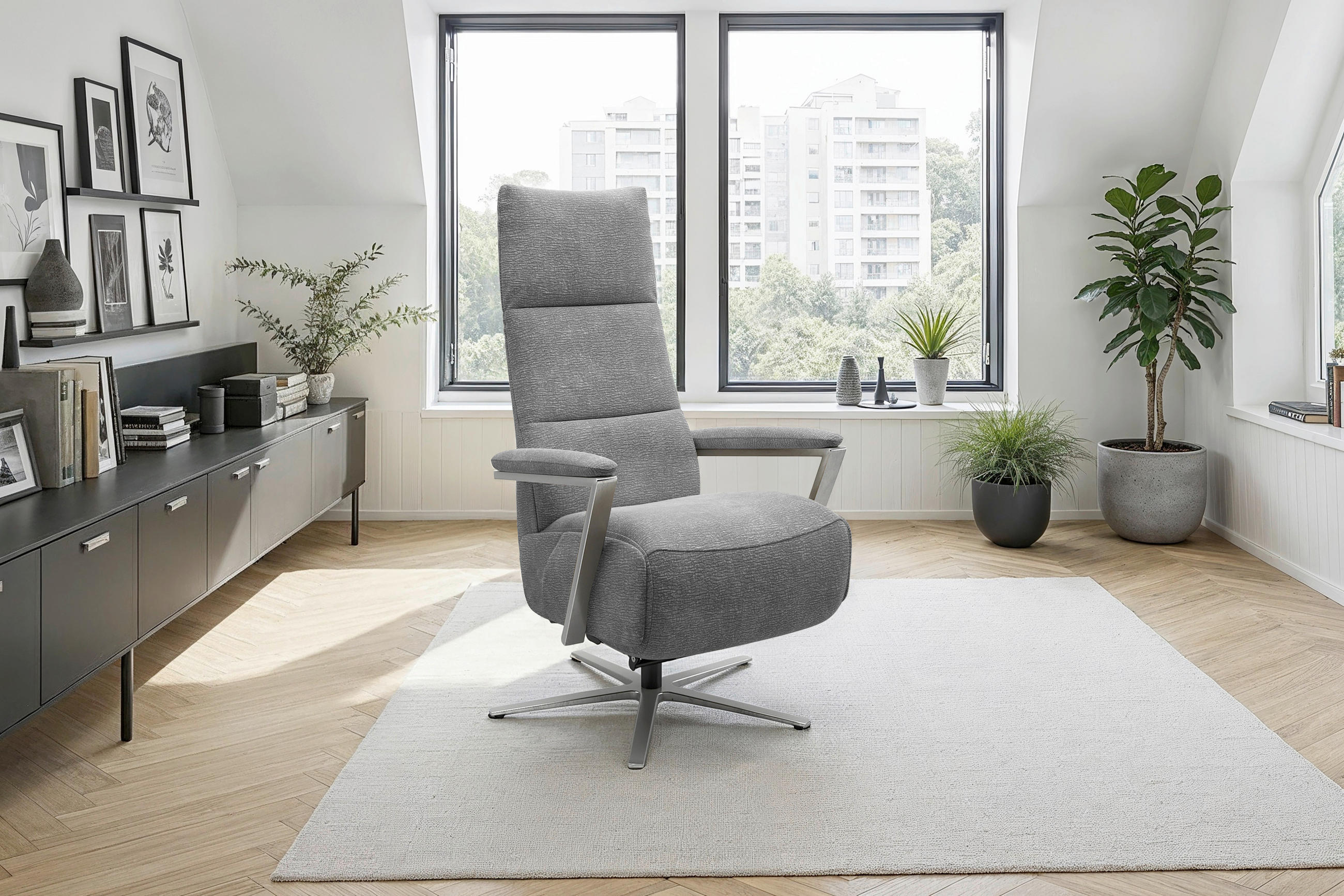Sit & More Relaxsessel TV Vario Comfort E M2 Grau 70x126x85 cm