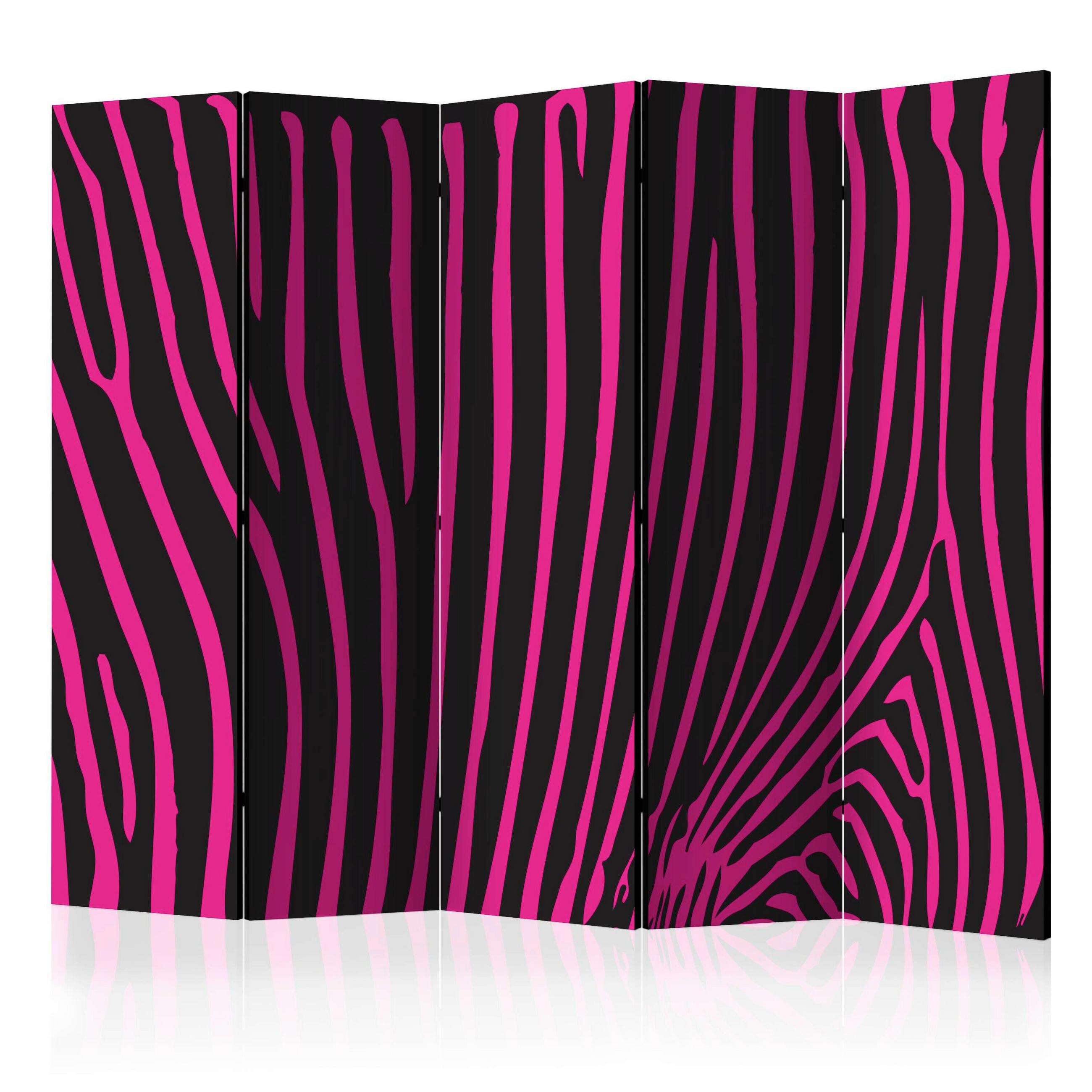 Paravent doppeltseitig mit 5  Flügel - Pink/Schwarz, Basics, Holz/Textil (225/172/2cm) - artgeist