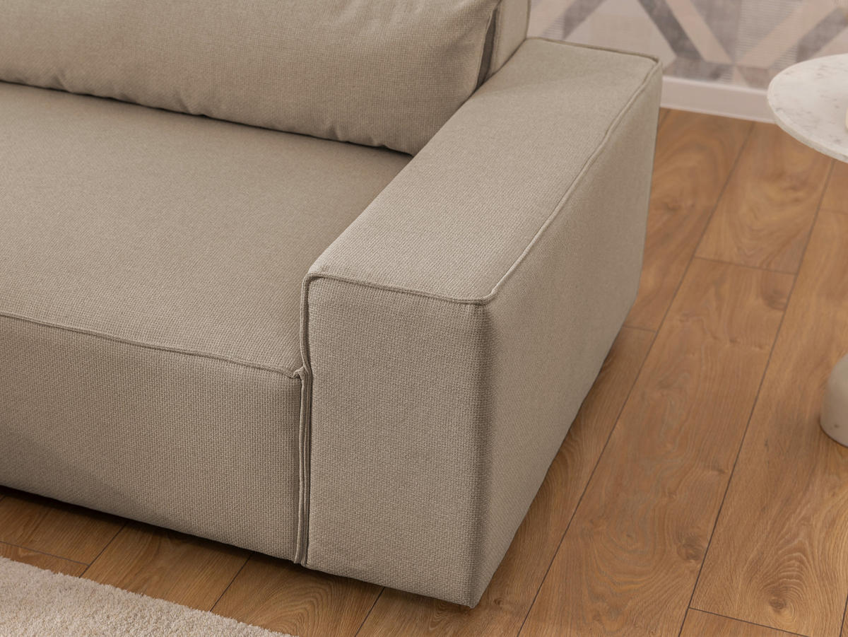 ECKSOFA Curduroy in Webstoff Hellbraun Rückenkissen  251/142 cm  - Hellbraun/Schwarz, Design, Kunststoff/Textil (251/142cm) - P & B