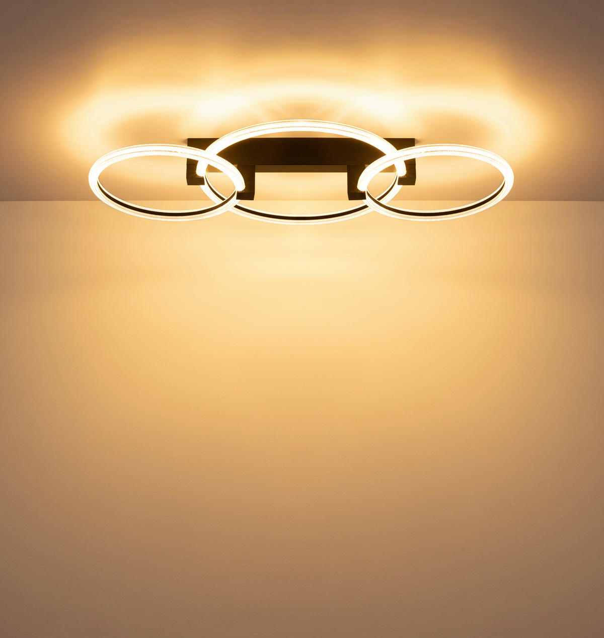 LED-DECKENLEUCHTE Fletcher 76,1/38/11,5 cm  - Transparent/Schwarz, Design, Kunststoff/Metall (76,1/38/11,5cm) - Globo