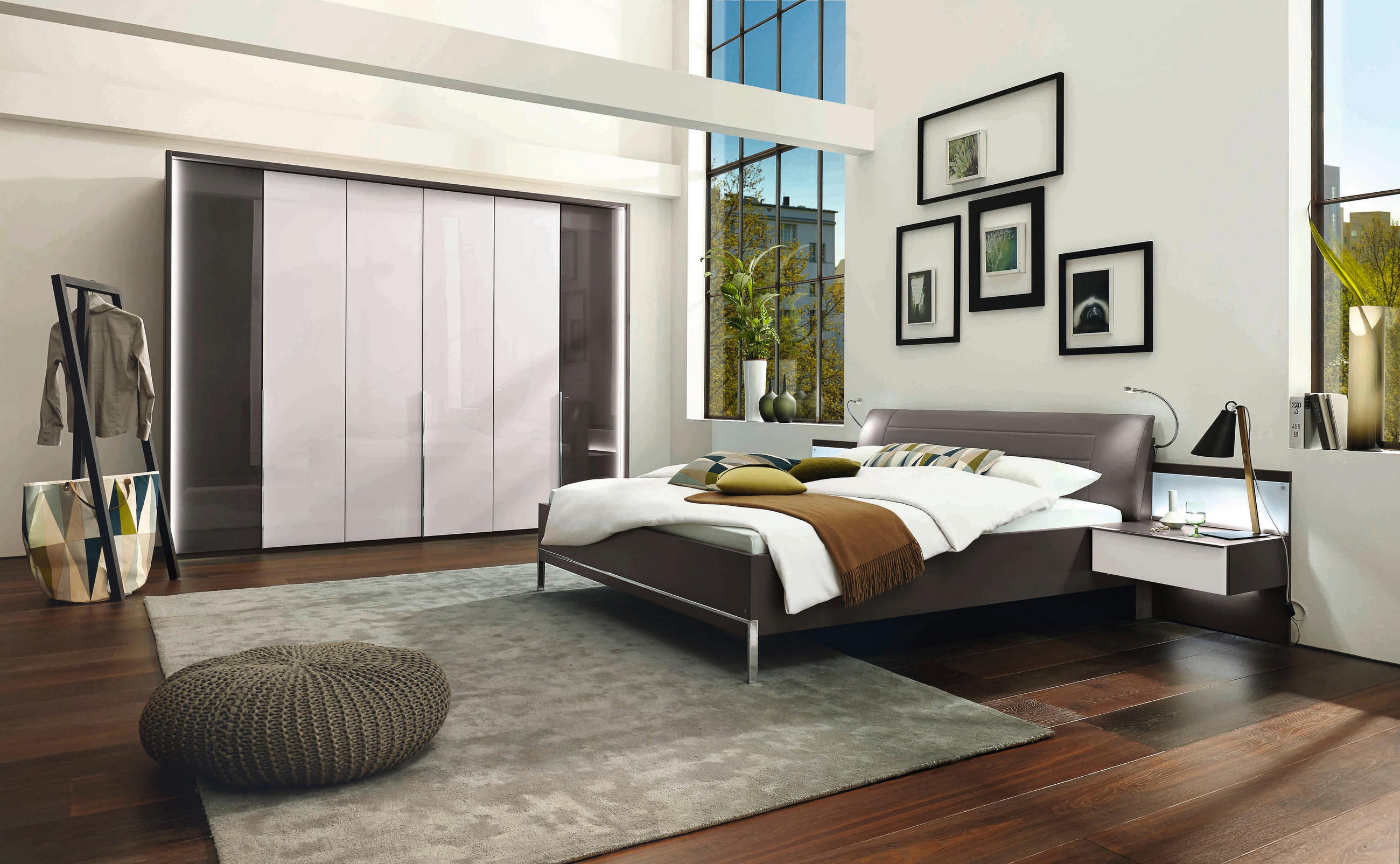 SCHLAFZIMMER Braun, Weiß  - Braun/Weiß, Design, Glas/Holzwerkstoff (180/200cm) - Musterring