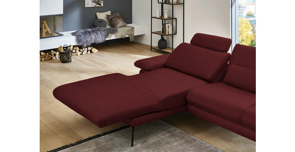 ECKSOFA in Echtleder Rot 180/310 cm - Rot/Schwarz, Design, Leder/Metall (180/310cm) - Dieter Knoll