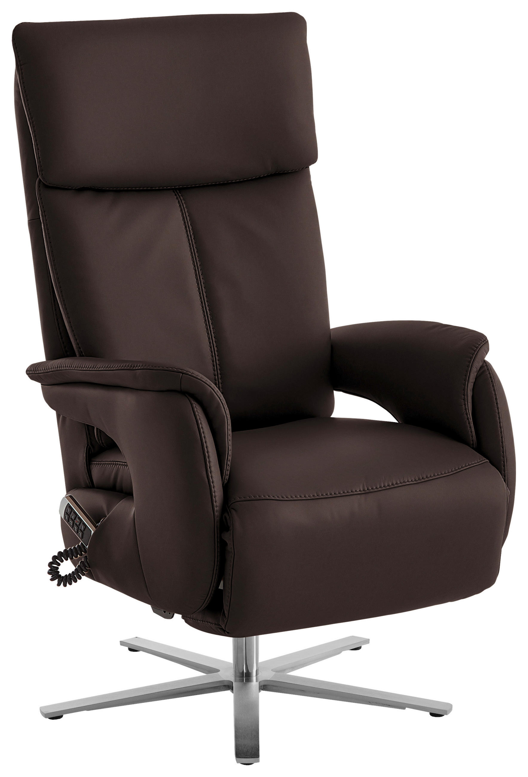 RELAXSESSEL in Leder Dunkelbraun  - Edelstahlfarben/Dunkelbraun, Design, Leder/Metall (70/124/85cm) - Cantus