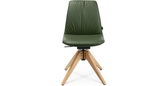 STUHL in Echtleder pigmentiert Holz, Leder - Eichefarben/Grün, Design, Leder/Holz (46/82,5-85,25/55cm) - Johann Jakob