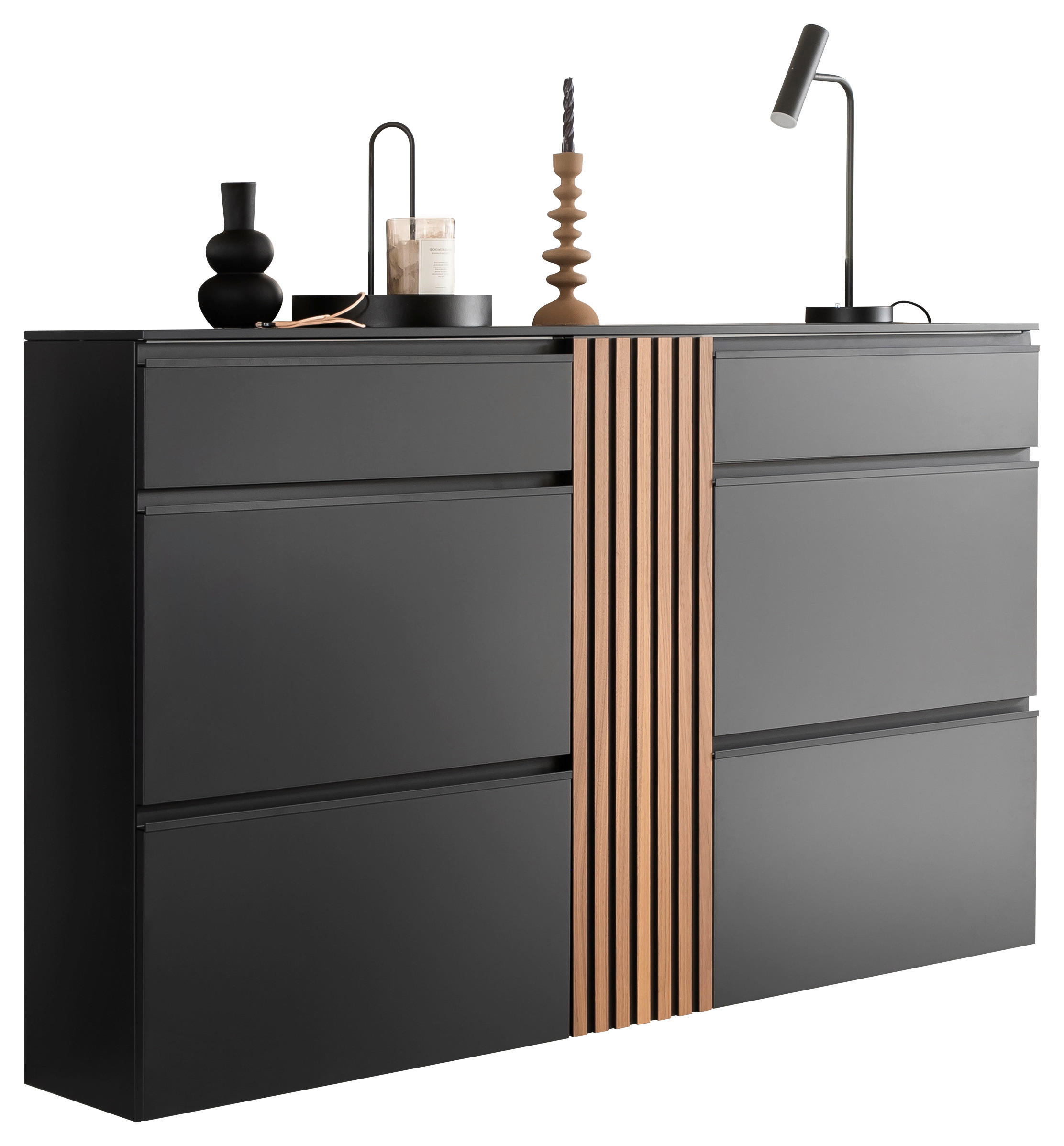 HÄNGESCHUHSCHRANK Kernnussbaum furniert Anthrazit, Nussbaumfarben  - Anthrazit/Nussbaumfarben, Design, Holz/Holzwerkstoff (167/100/30cm) - Moderano