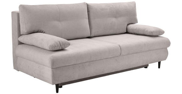 SCHLAFSOFA mit Liegefunktion, Rücken echt Chenille Beige - Beige/Schwarz, KONVENTIONELL, Holz/Textil (212/97/105cm) - Carryhome