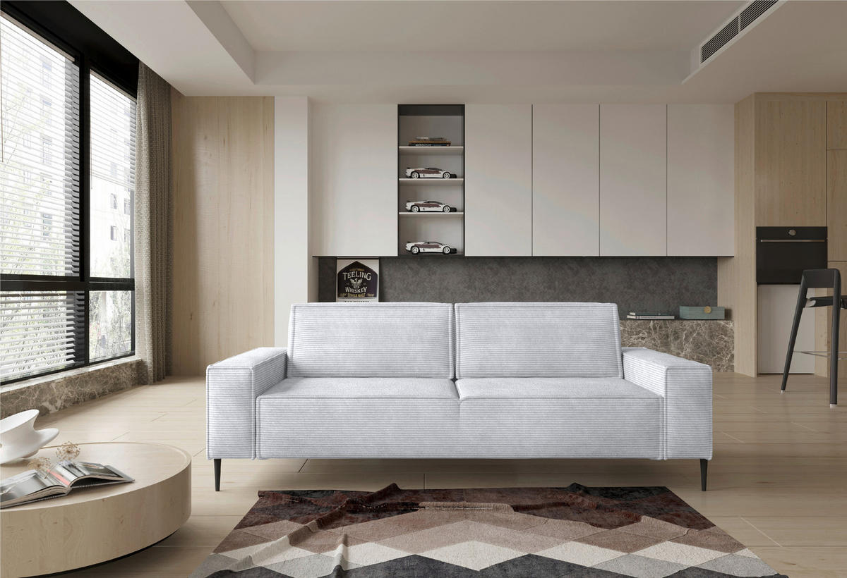 BÄDDSOFFA i vävt tyg silver  - silver/svart, Design, metall/textil (240/89/103cm) - MID.YOU
