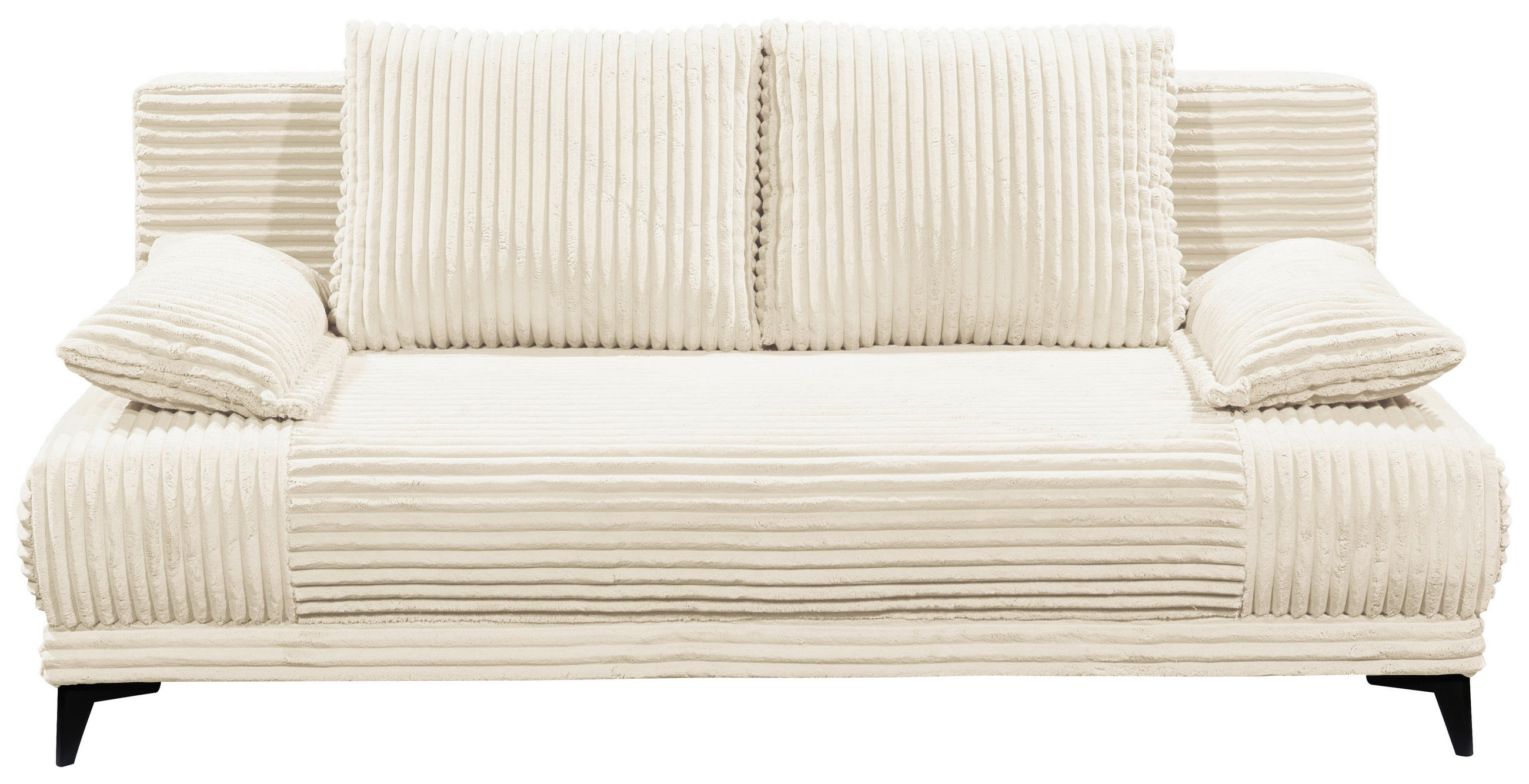 SCHLAFSOFA Cord Weiß  inkl. Rückenkissen, Armlehnenkissen, Bettkasten, Schlaffunktion, Rücken echt, Liegefläche im Originalstoff  - Schwarz/Weiß, KONVENTIONELL, Kunststoff/Textil (211/96/105cm) - Carryhome
