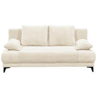 SCHLAFSOFA Cord Weiß Längsschläfer  inkl. Rückenkissen, Armlehnenkissen, Bettkasten, Schlaffunktion, Rücken echt, Liegefläche im Originalstoff  - Schwarz/Weiß, KONVENTIONELL, Kunststoff/Textil (211/96/105cm) - Carryhome