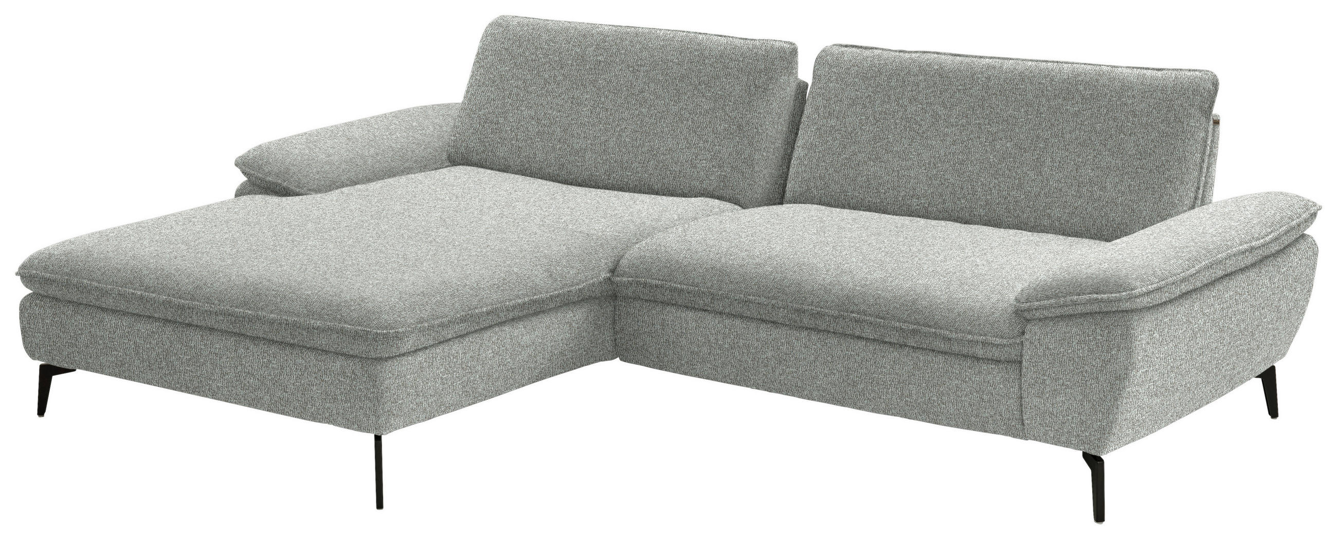 ECKSOFA in Webstoff Hellgrau  197/295 cm  - Hellgrau/Schwarz, Design, Textil/Metall (197/295cm) - Valdera