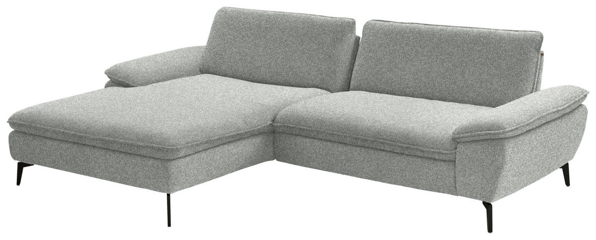 ECKSOFA in Webstoff Hellgrau  - Hellgrau/Schwarz, Design, Textil/Metall (197/295cm) - Valdera