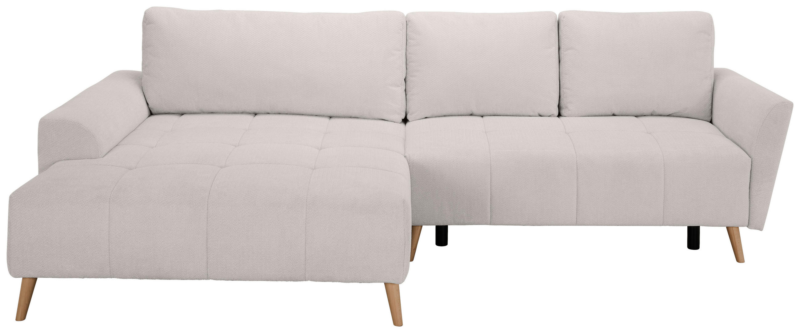 ECKSOFA Weiß Webstoff  - Buchefarben/Weiß, KONVENTIONELL, Holz/Textil (169/294cm) - Carryhome