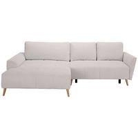 ECKSOFA Weiß Webstoff  - Buchefarben/Weiß, KONVENTIONELL, Holz/Textil (169/294cm) - Carryhome