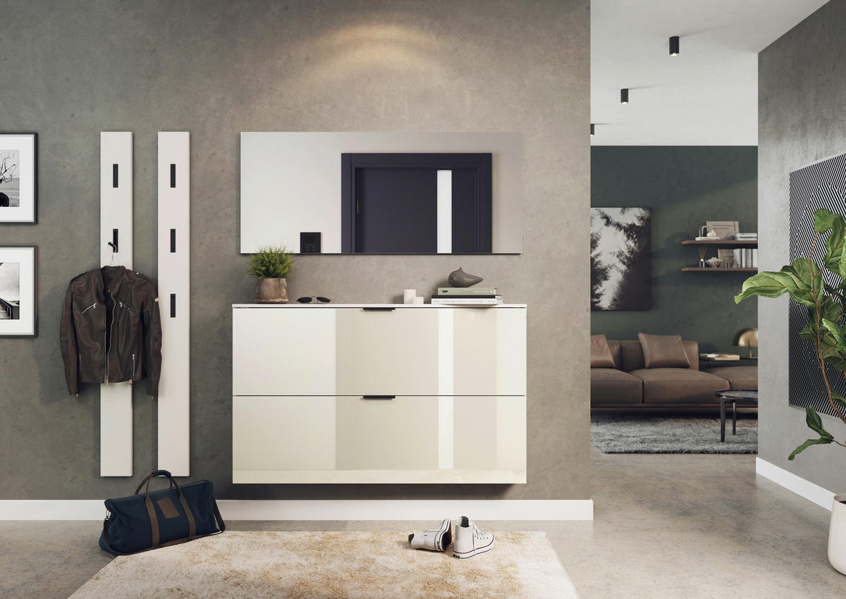 SCHUHSCHRANK Kaschmir  - Kaschmir/Schwarz, Design, Glas/Holzwerkstoff (140/85/19cm)