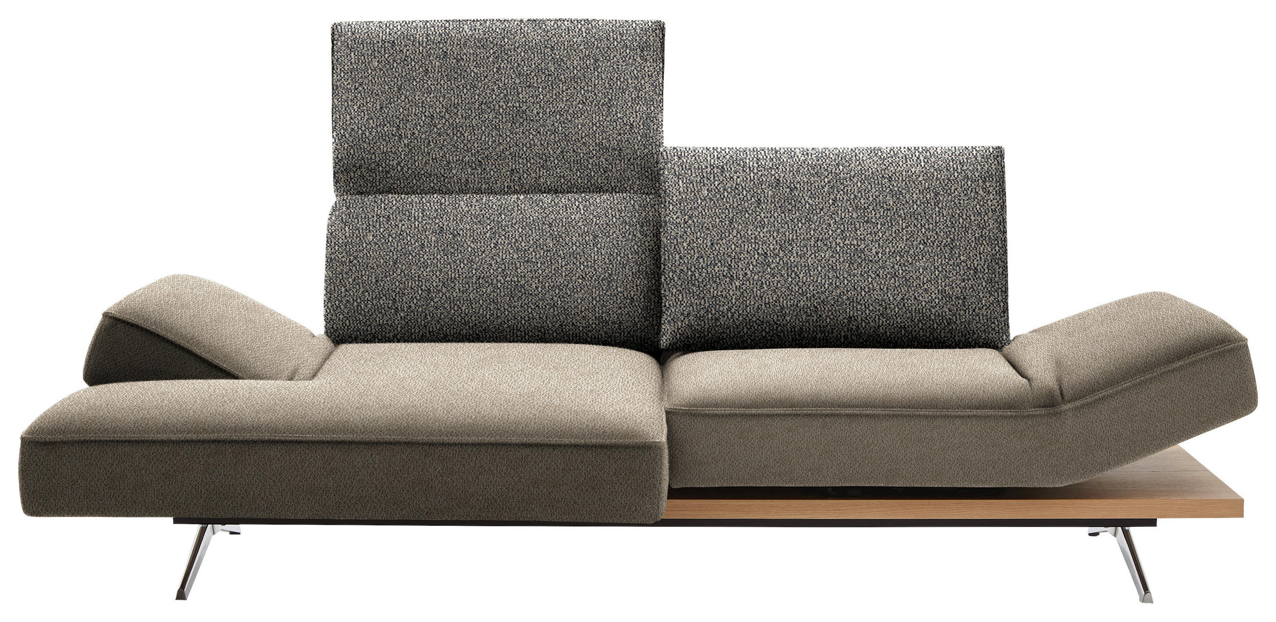 ECKSOFA in Flachgewebe Beige  132/240 cm  - Chromfarben/Beige, Design, Holz/Textil (132/240cm) - Koinor