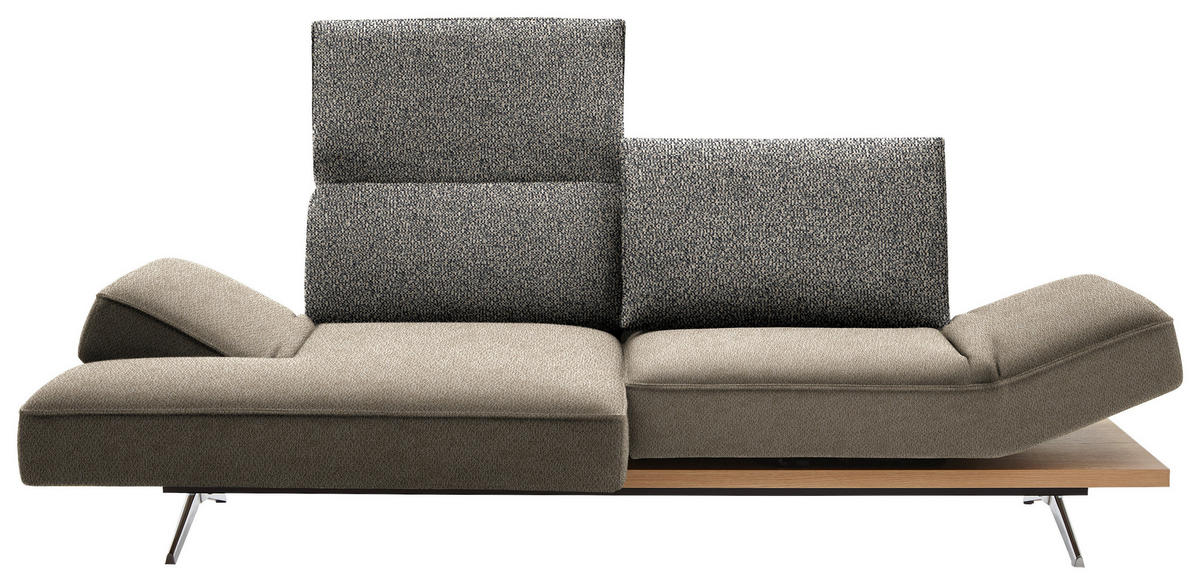 ECKSOFA  in Flachgewebe Beige  132/240 cm  - Chromfarben/Beige, Design, Holz/Textil (132/240cm) - Koinor