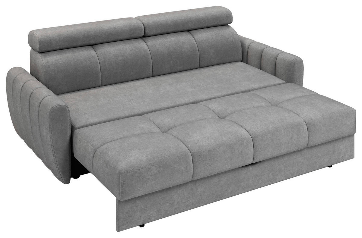 SCHLAFSOFA Flachgewebe Grau  - Schwarz/Grau, KONVENTIONELL, Textil/Metall (227/86-100/99cm) - Milino