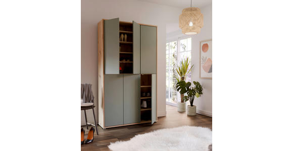 SCHUHSCHRANK 109,2/191,9/34,9 cm  - Salbeigrün/Eiche Artisan, MODERN, Holzwerkstoff/Kunststoff (109,2/191,9/34,9cm) - Xora