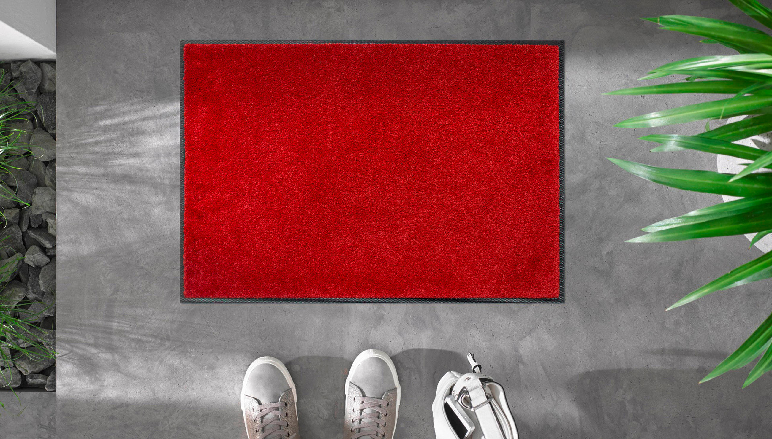 FUßMATTE  40/60 cm  Rot  - Rot, KONVENTIONELL, Kunststoff/Textil (40/60cm) - wash+dry
