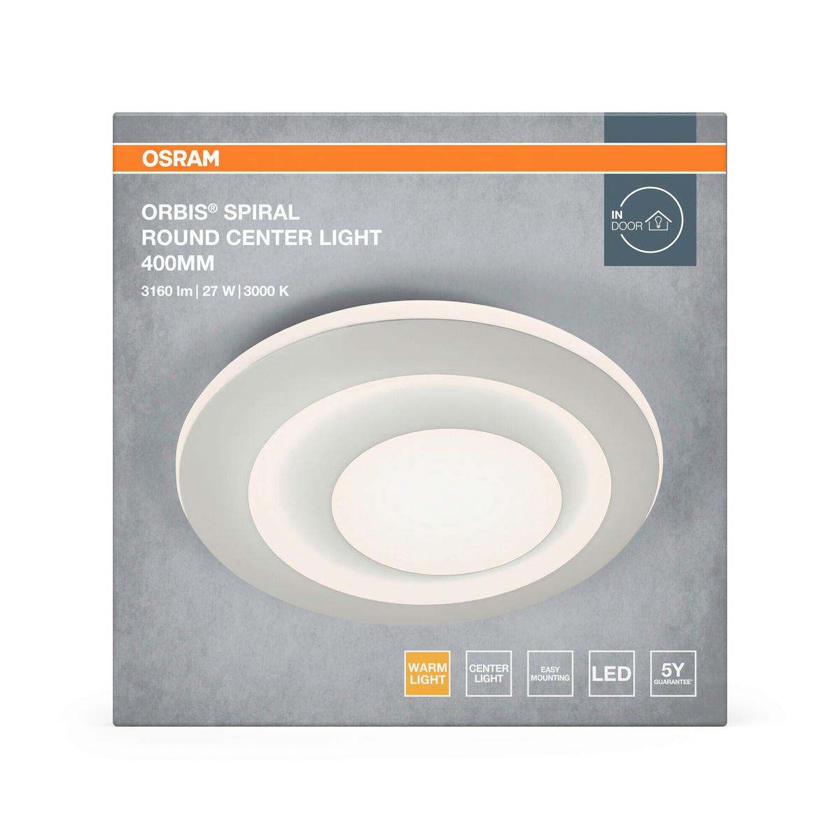 LED-DECKENLEUCHTE Orbis Spiral Round 40/5 cm   - Weiß, Design, Kunststoff/Metall (40/5cm) - Osram